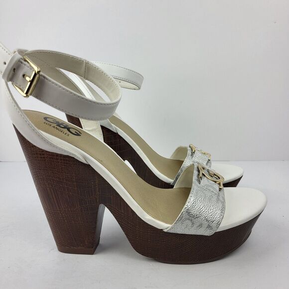 GBG Los Angeles Selah ankle strap Block Heel White Sandal - Picture 4 of 15